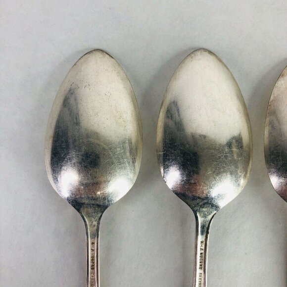 4 Place Oval Soup Spoons Wm A Rogers Oneida Sectional Lido Pattern Silverplate - Picture 11 of 12